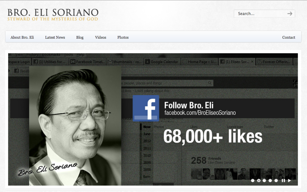 Follow Bro. Eli Soriano on Facebook for updates to his site and more.