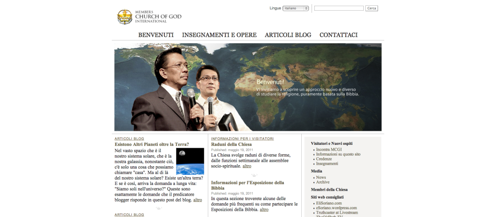 Benvenuti! This is the Italian version of the official website of the Members Church of God International.