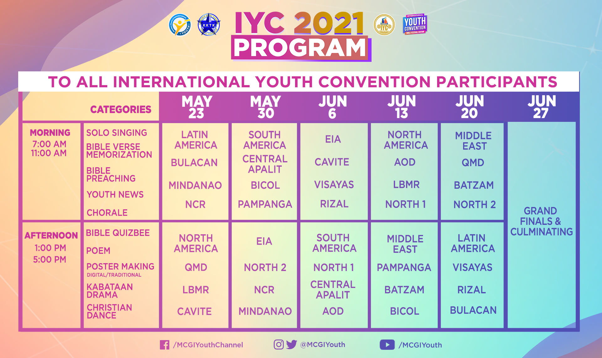 IYC Schedule