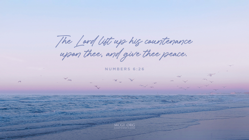 The Lord lift up his countenance upon thee, and give thee peace.  - Numbers 6:26 